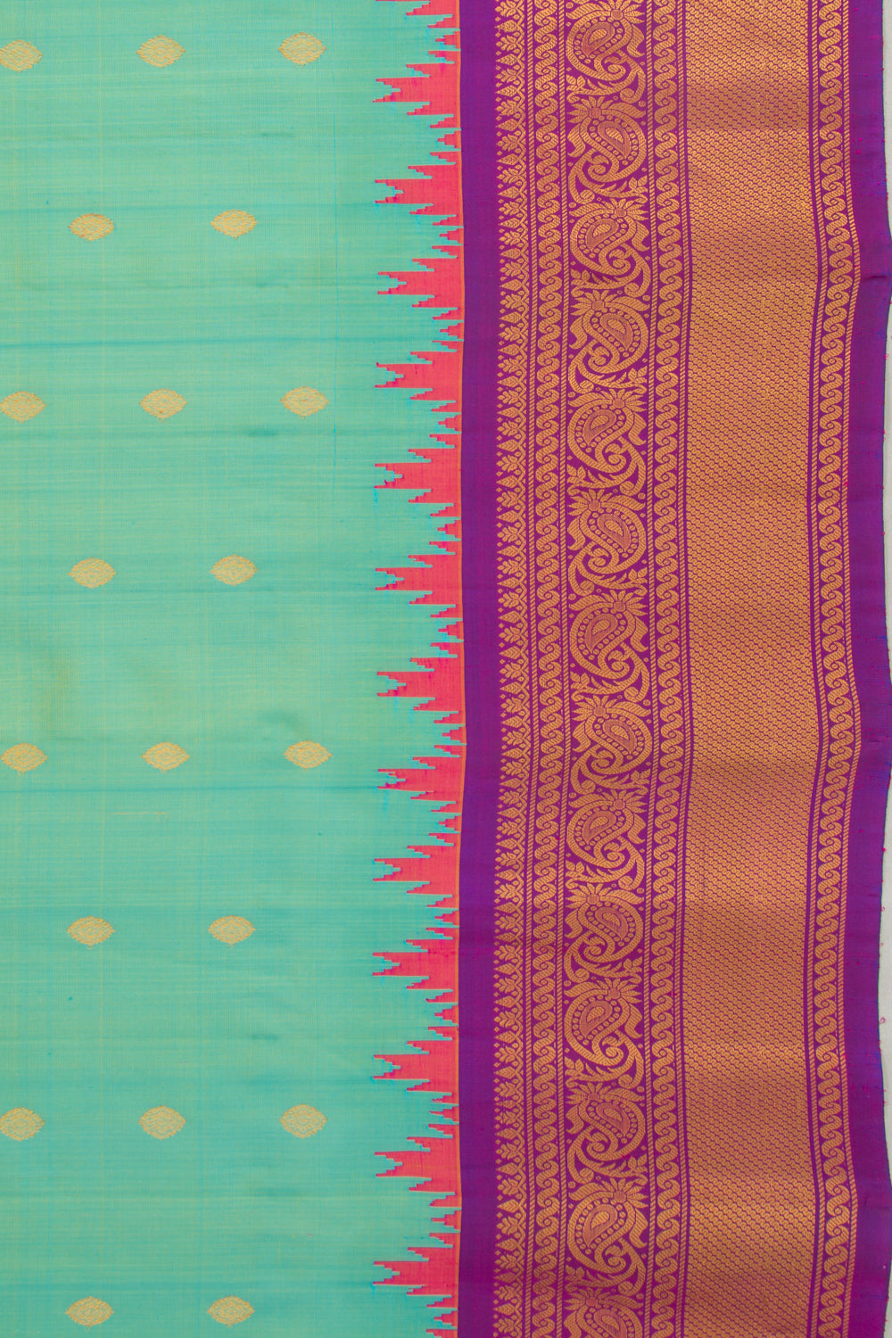 Gadwal Silk Butta Sea Green Saree