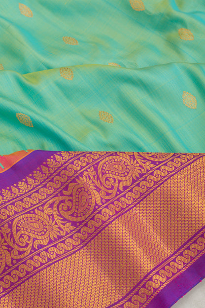 Gadwal Silk Butta Sea Green Saree