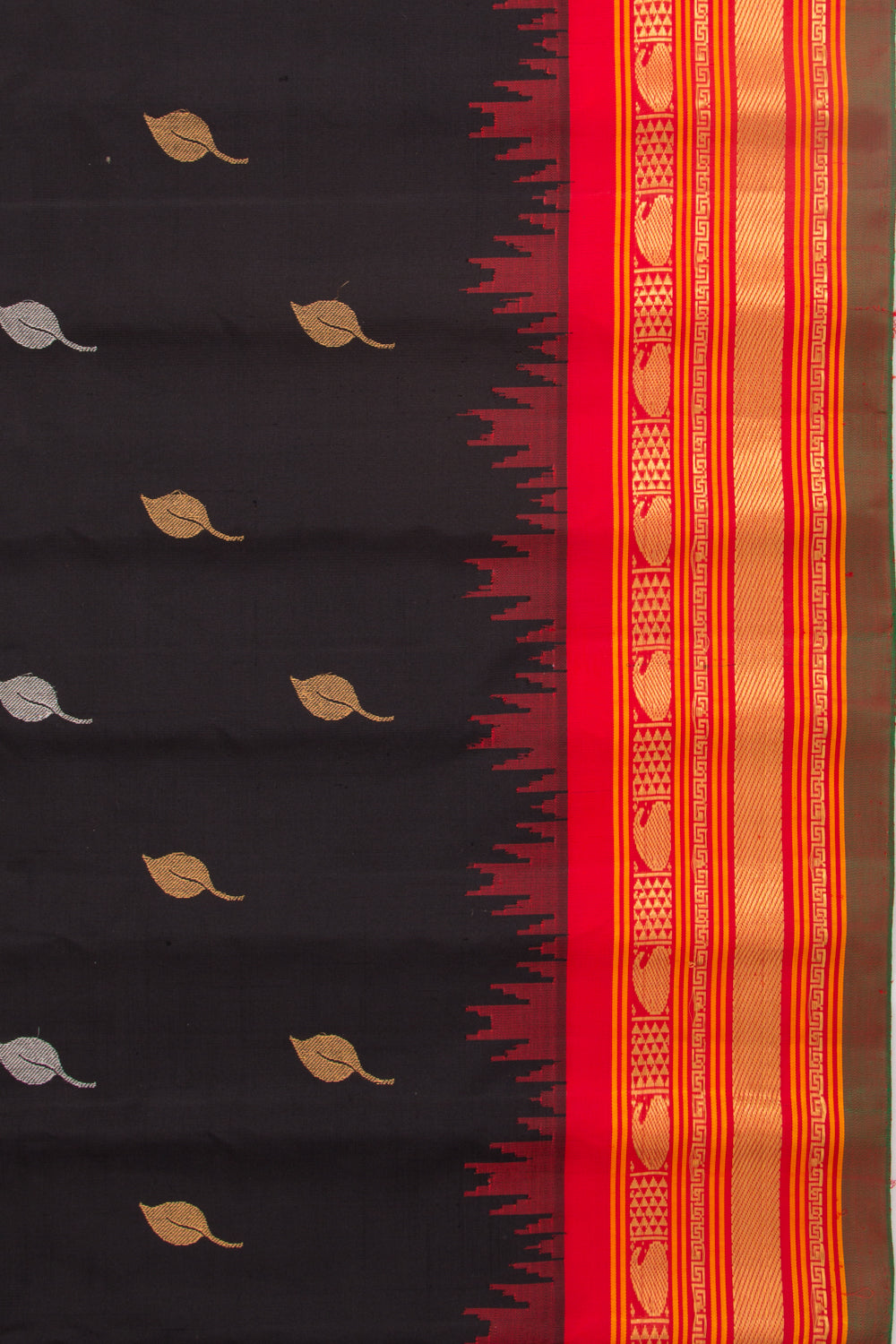 Gadwal Silk Butta Black Saree