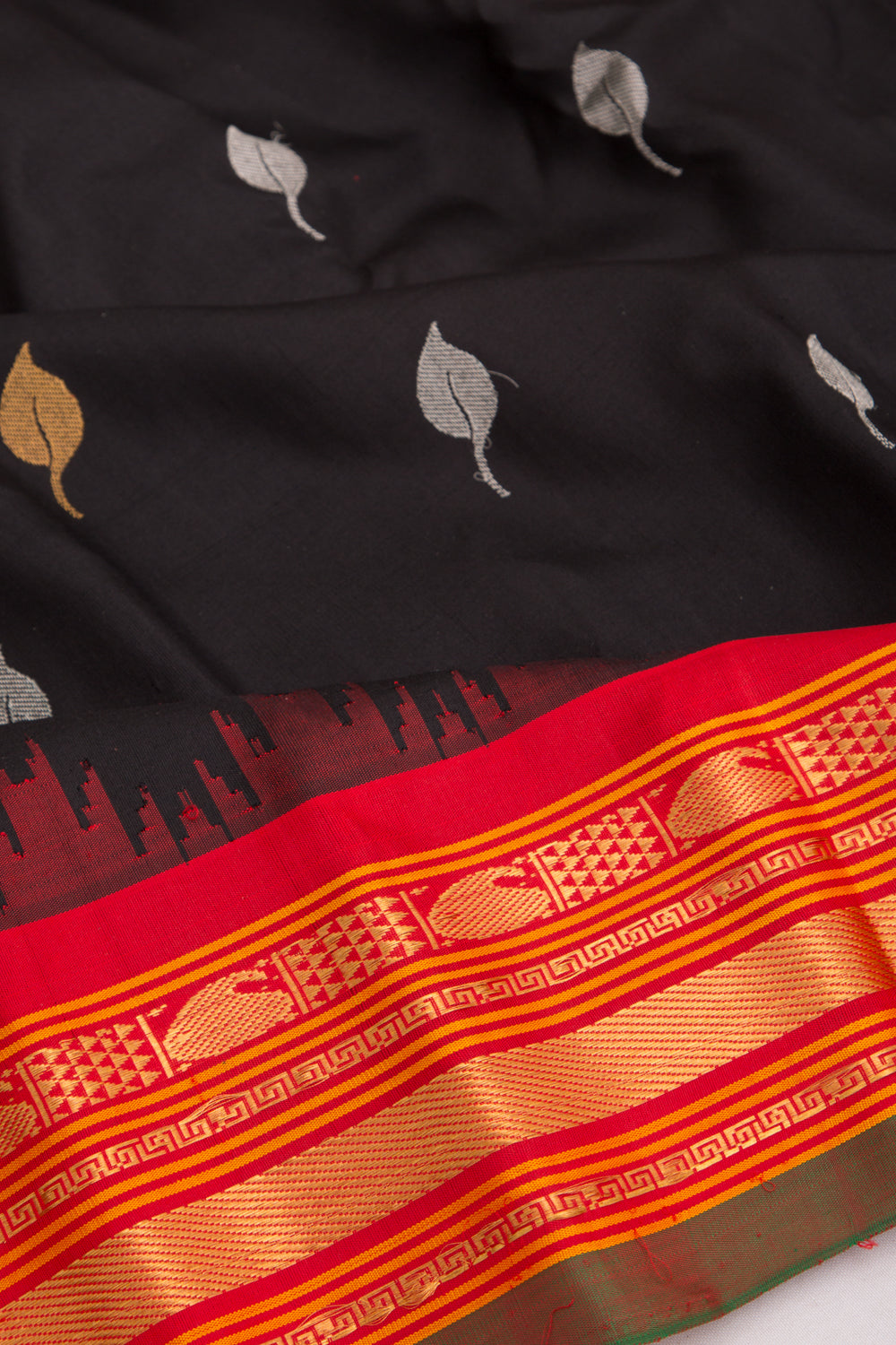 Gadwal Silk Butta Black Saree