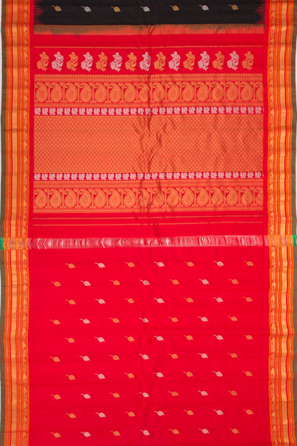 Gadwal Silk Butta Black Saree