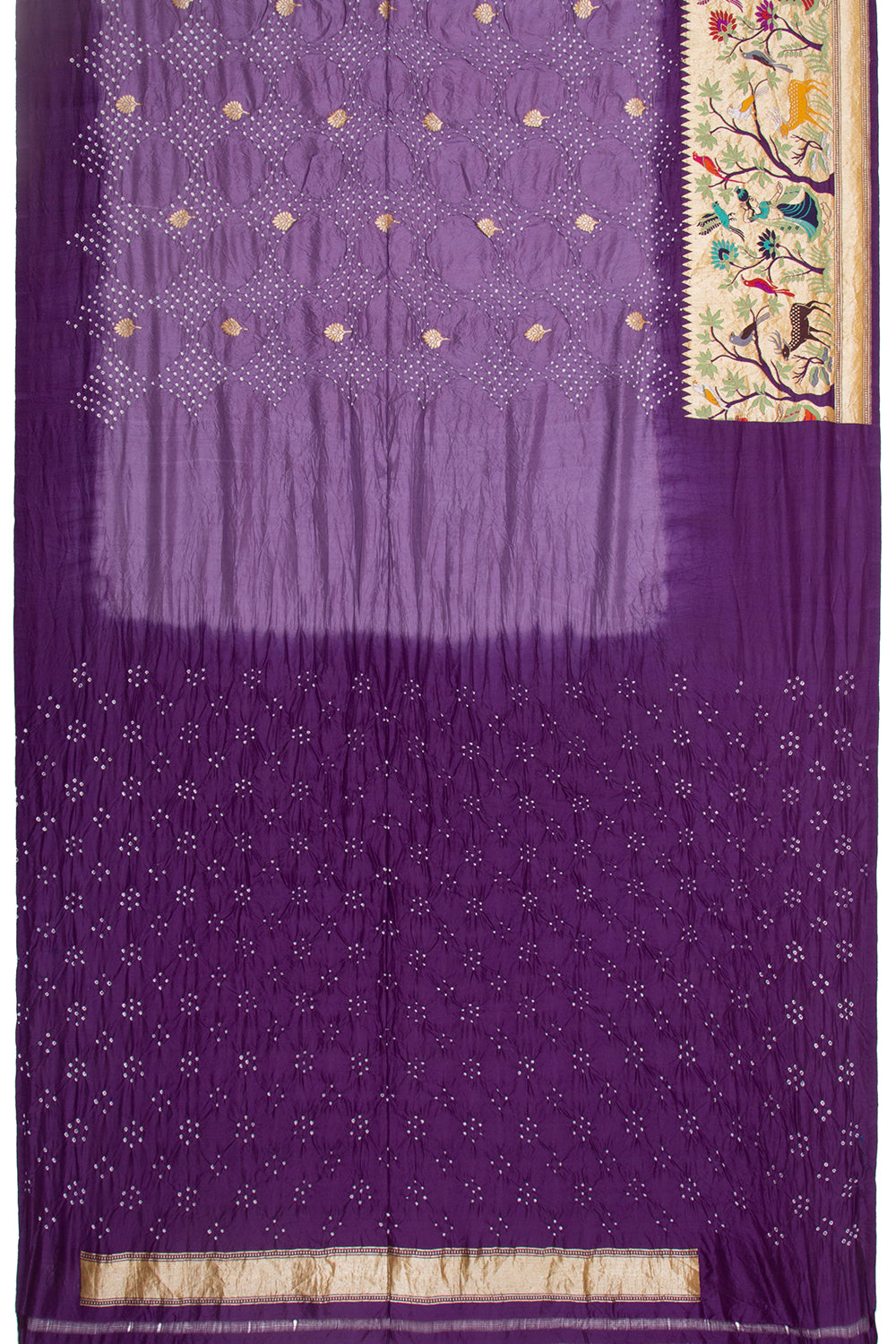 Banarasi Georgette Bandhani Butta Violet Saree