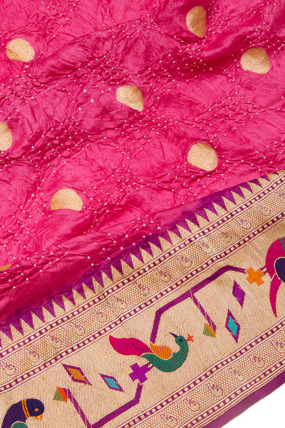 Banarasi Georgette Bandhani Butta Pink Saree