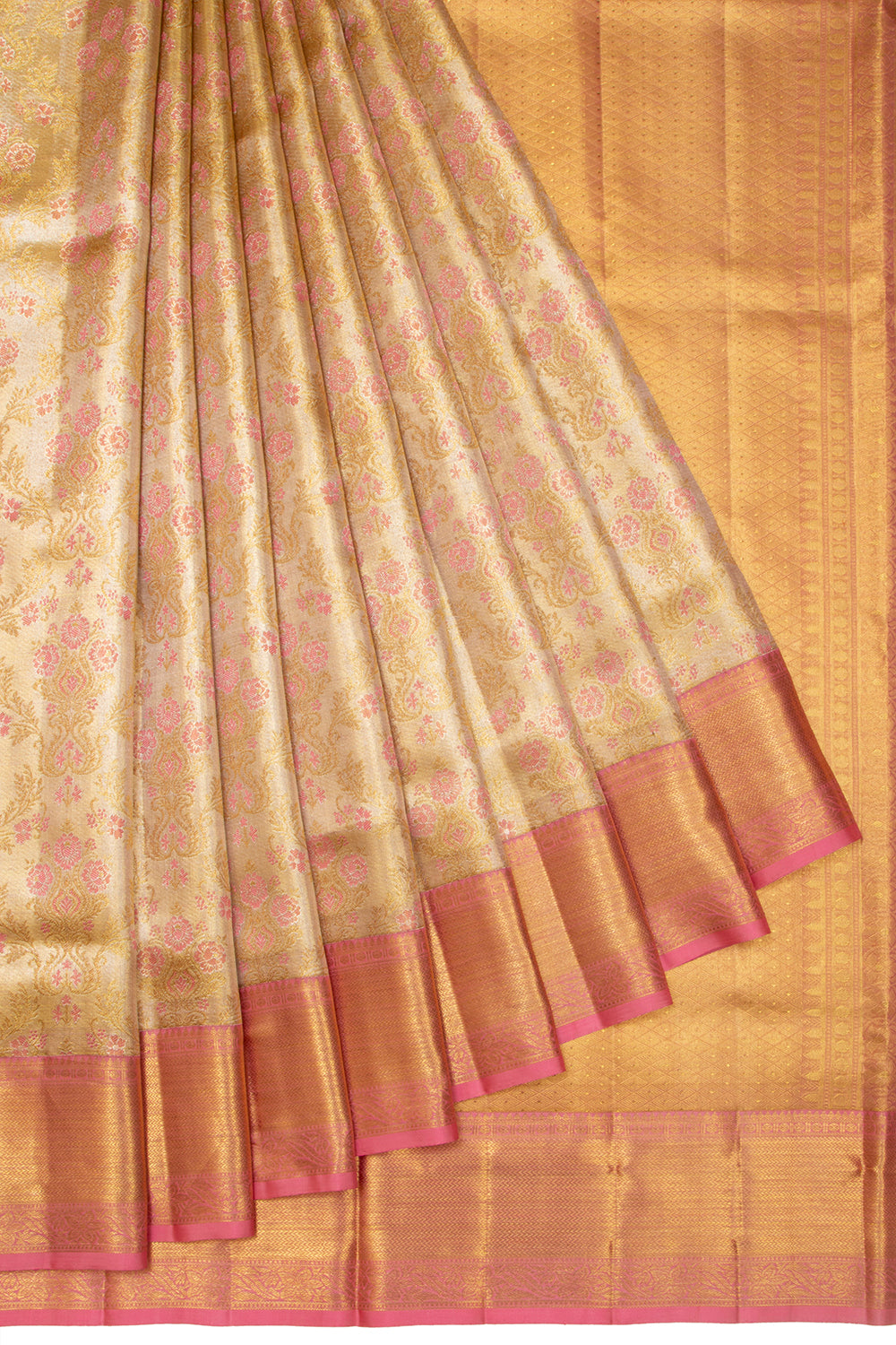 Kanchipuram Silk Tissue Brocade Gold Saree
