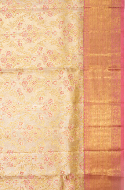 Kanchipuram Silk Tissue Brocade Gold Saree