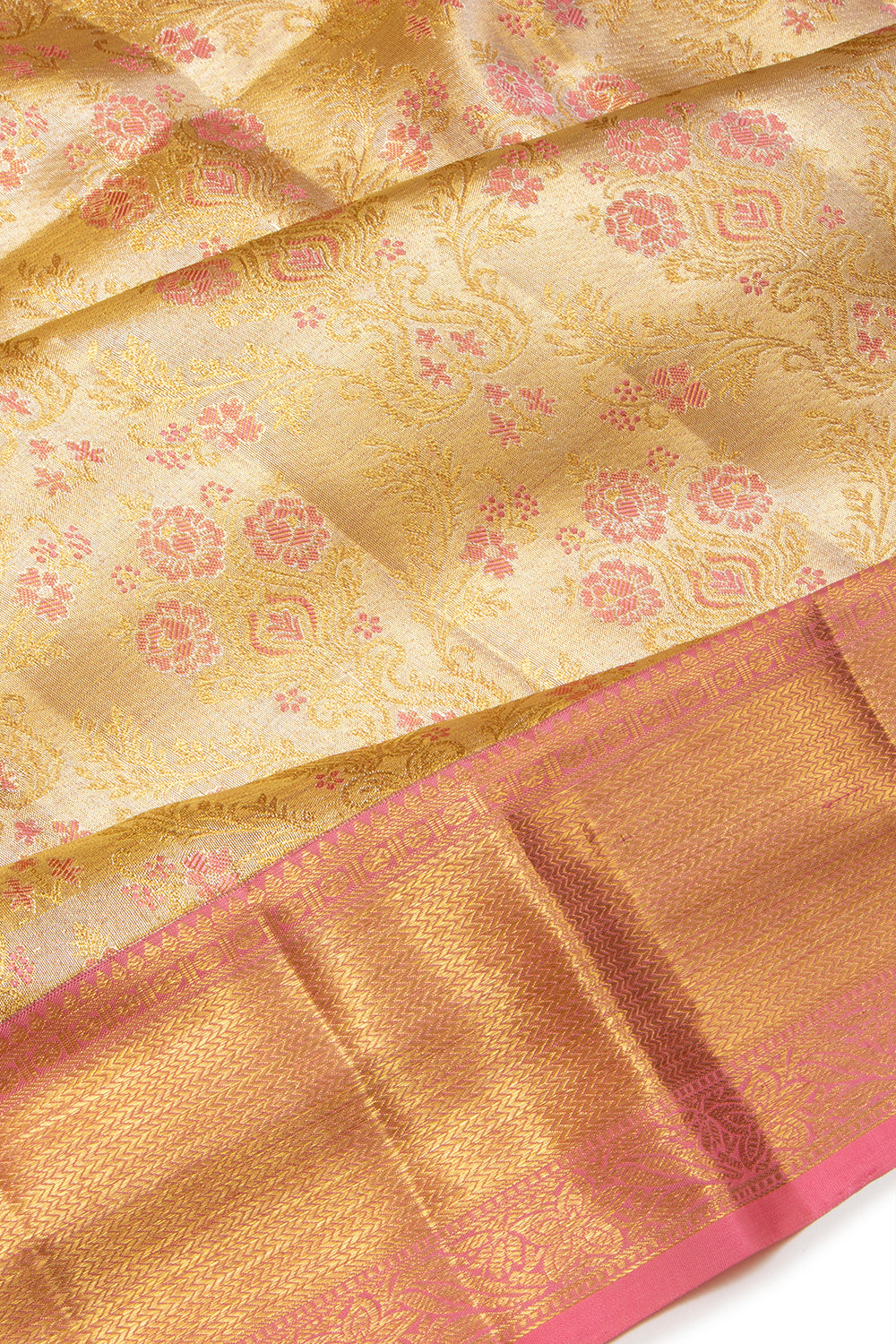 Kanchipuram Silk Tissue Brocade Gold Saree