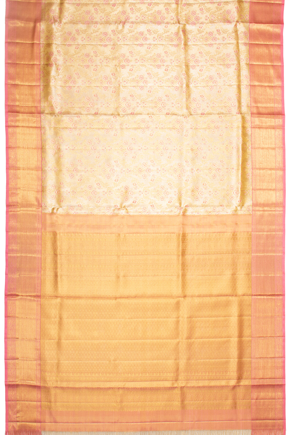 Kanchipuram Silk Tissue Brocade Gold Saree