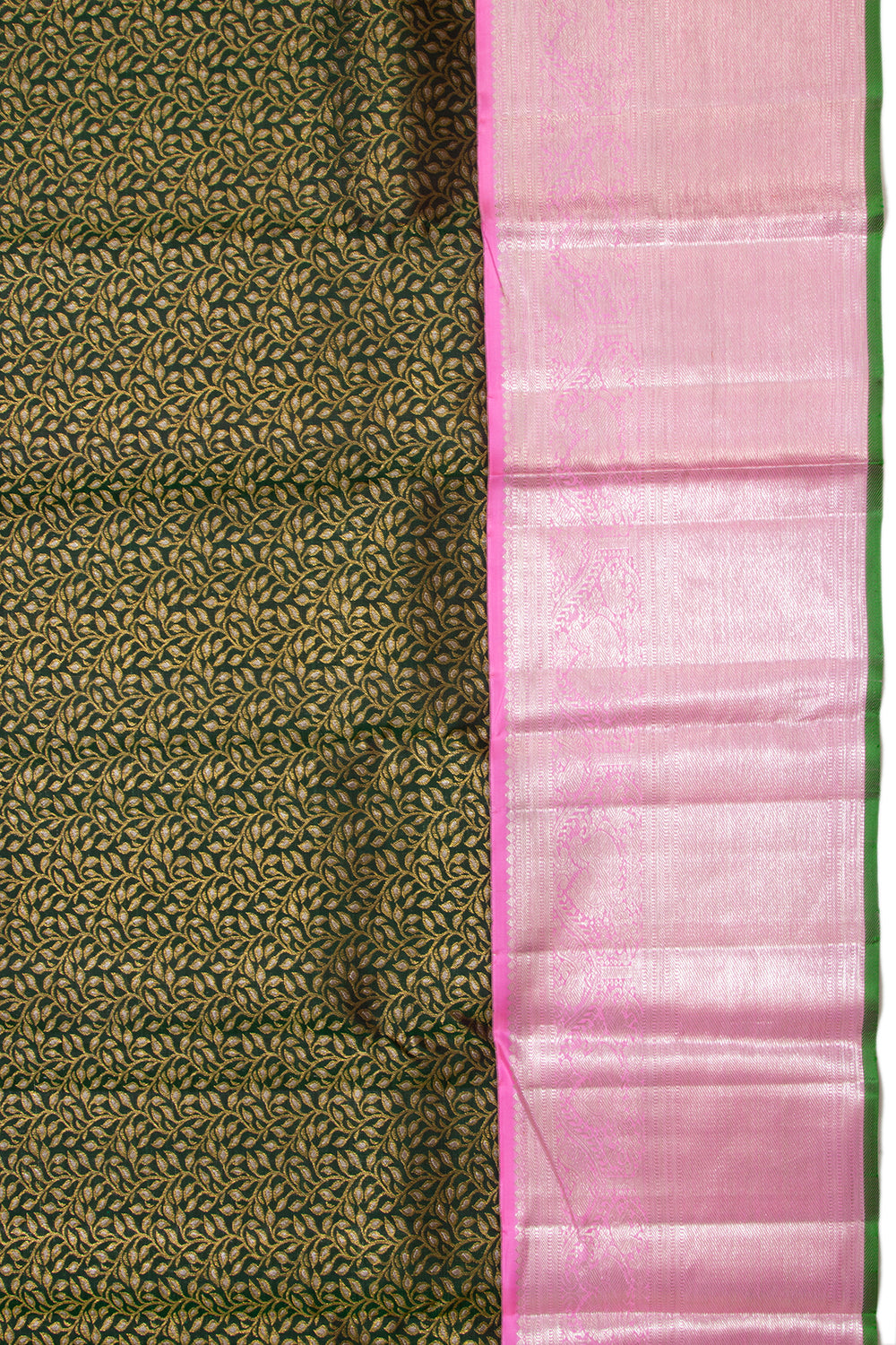 Kanchipuram Silk Brocade Bottle Green Saree