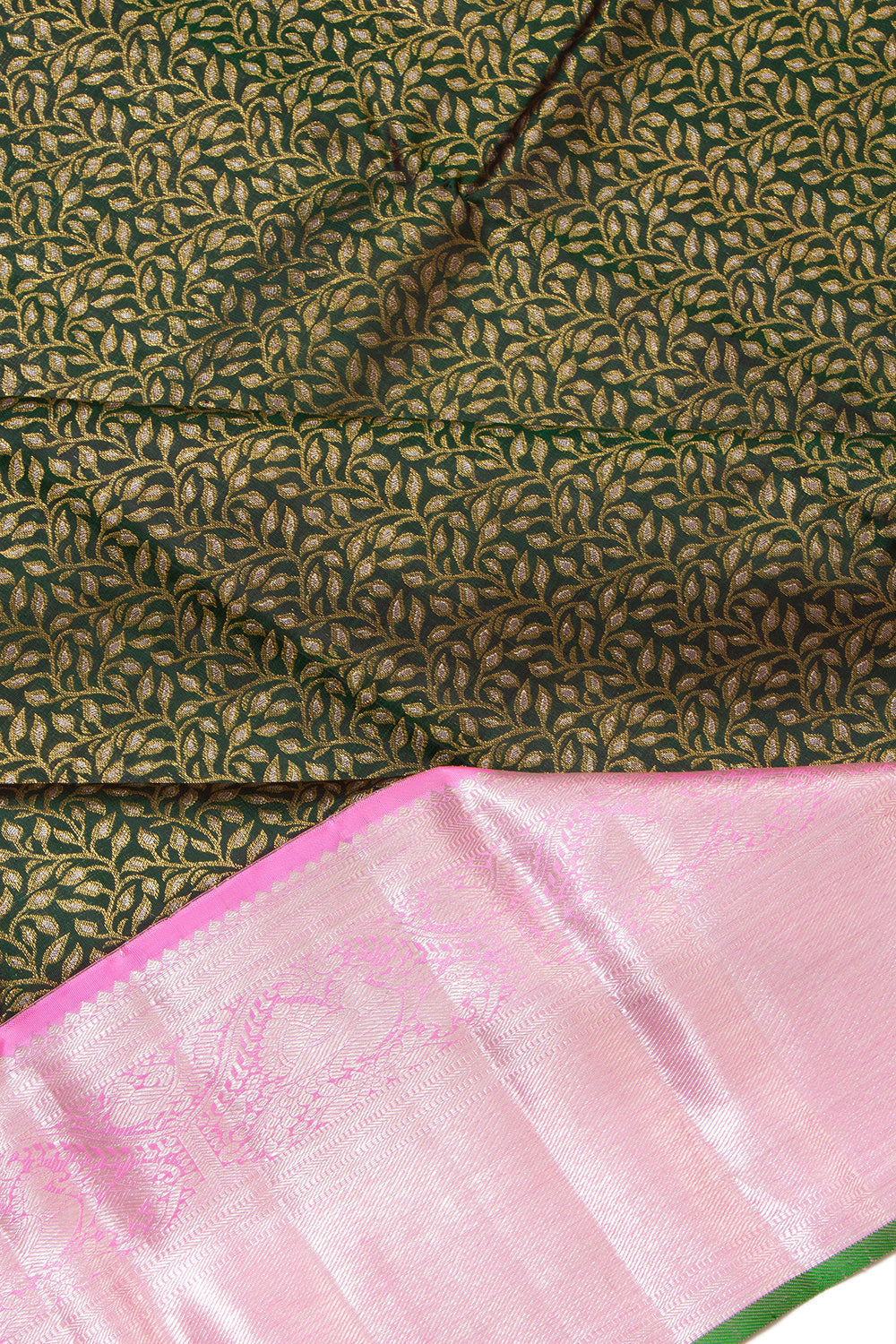 Kanchipuram Silk Brocade Bottle Green Saree