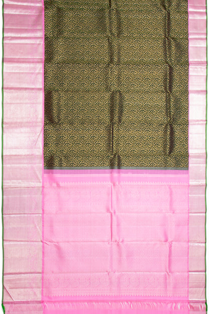 Kanchipuram Silk Brocade Bottle Green Saree