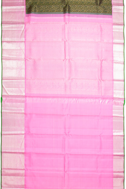 Kanchipuram Silk Brocade Bottle Green Saree