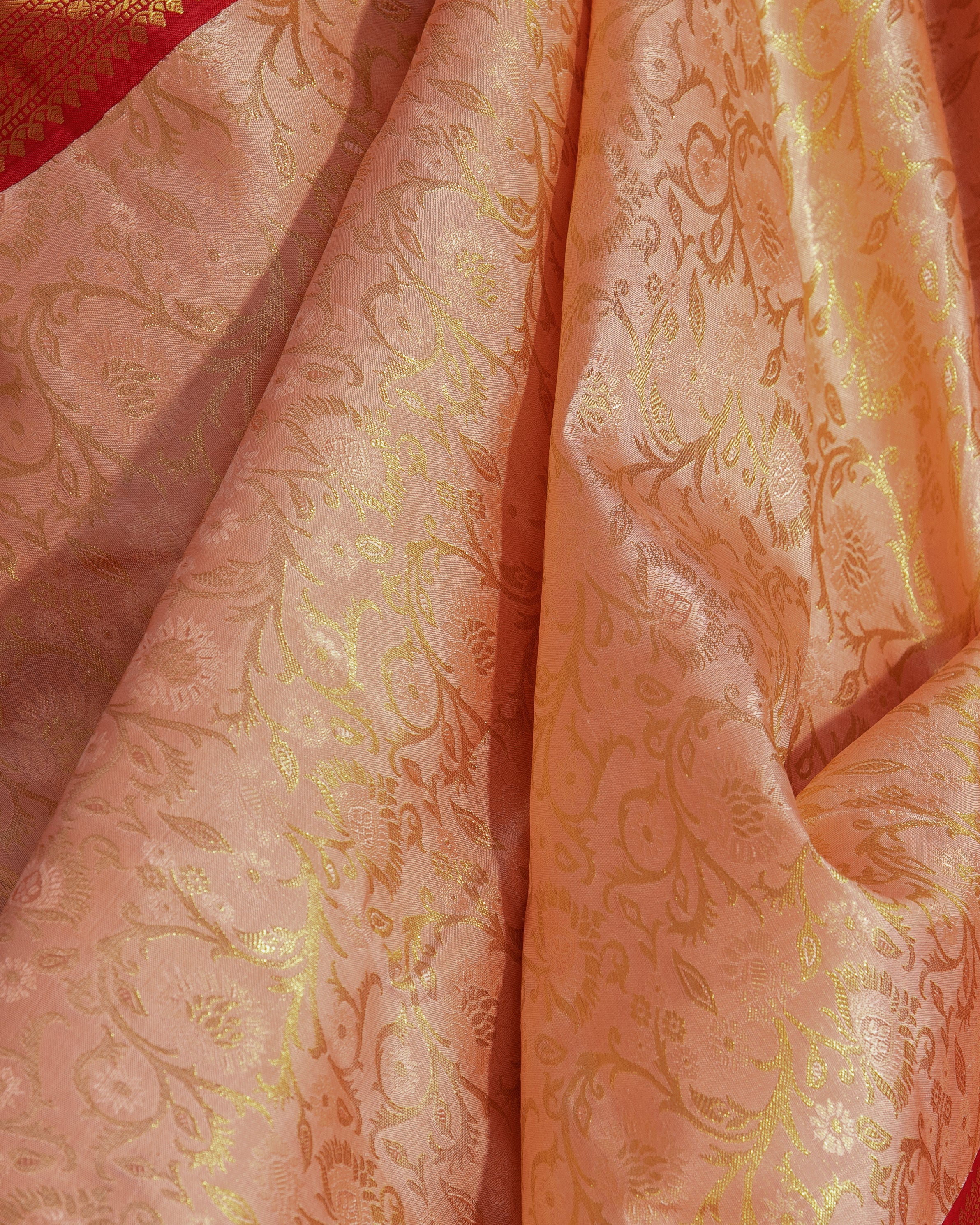 Kanchipuram Silk Jaal Peach Saree