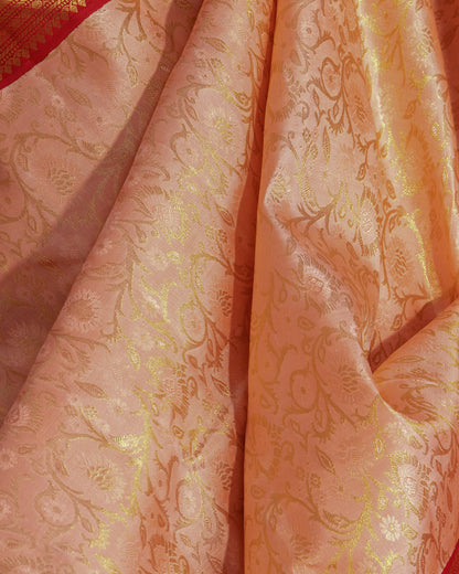 Kanchipuram Silk Jaal Peach Saree