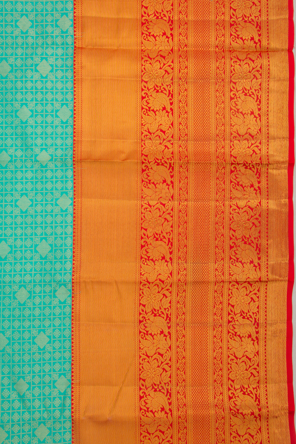 Taranga Kanchi Silk Checks And Butta Sea Green Saree