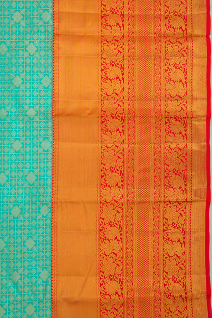 Taranga Kanchi Silk Checks And Butta Sea Green Saree