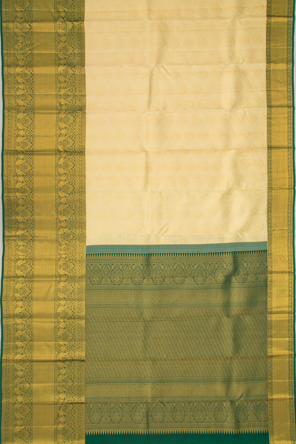 Taranga Kanchi Silk Brocade Cream Saree
