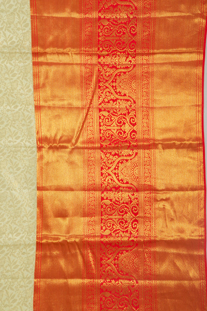 Kanchipuram Silk Jaal Cream Saree