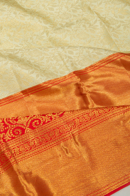 Kanchipuram Silk Jaal Cream Saree