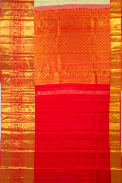 Kanchipuram Silk Jaal Cream Saree