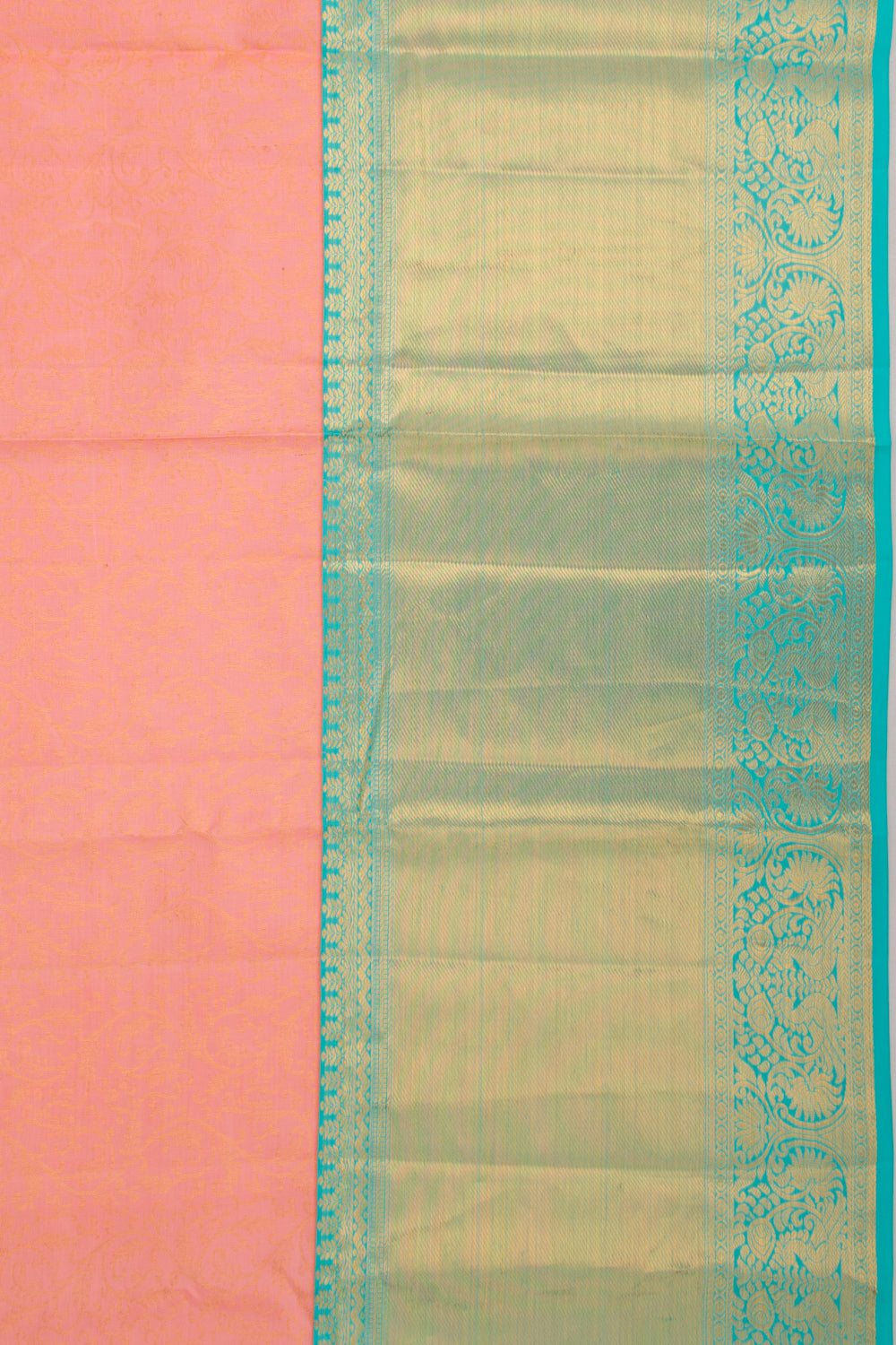 Kanchipuram Silk Brocade Peach Saree