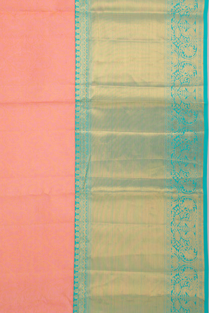 Kanchipuram Silk Brocade Peach Saree