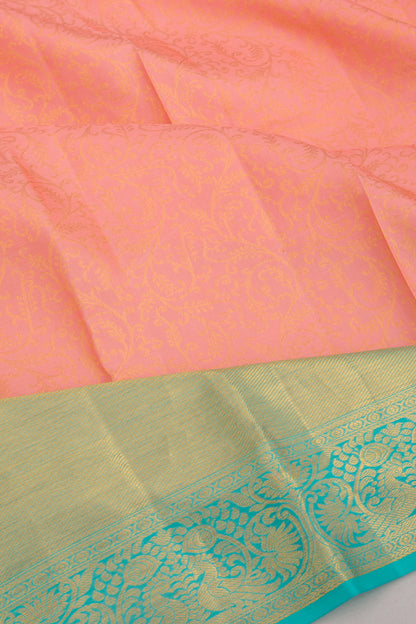 Kanchipuram Silk Brocade Peach Saree