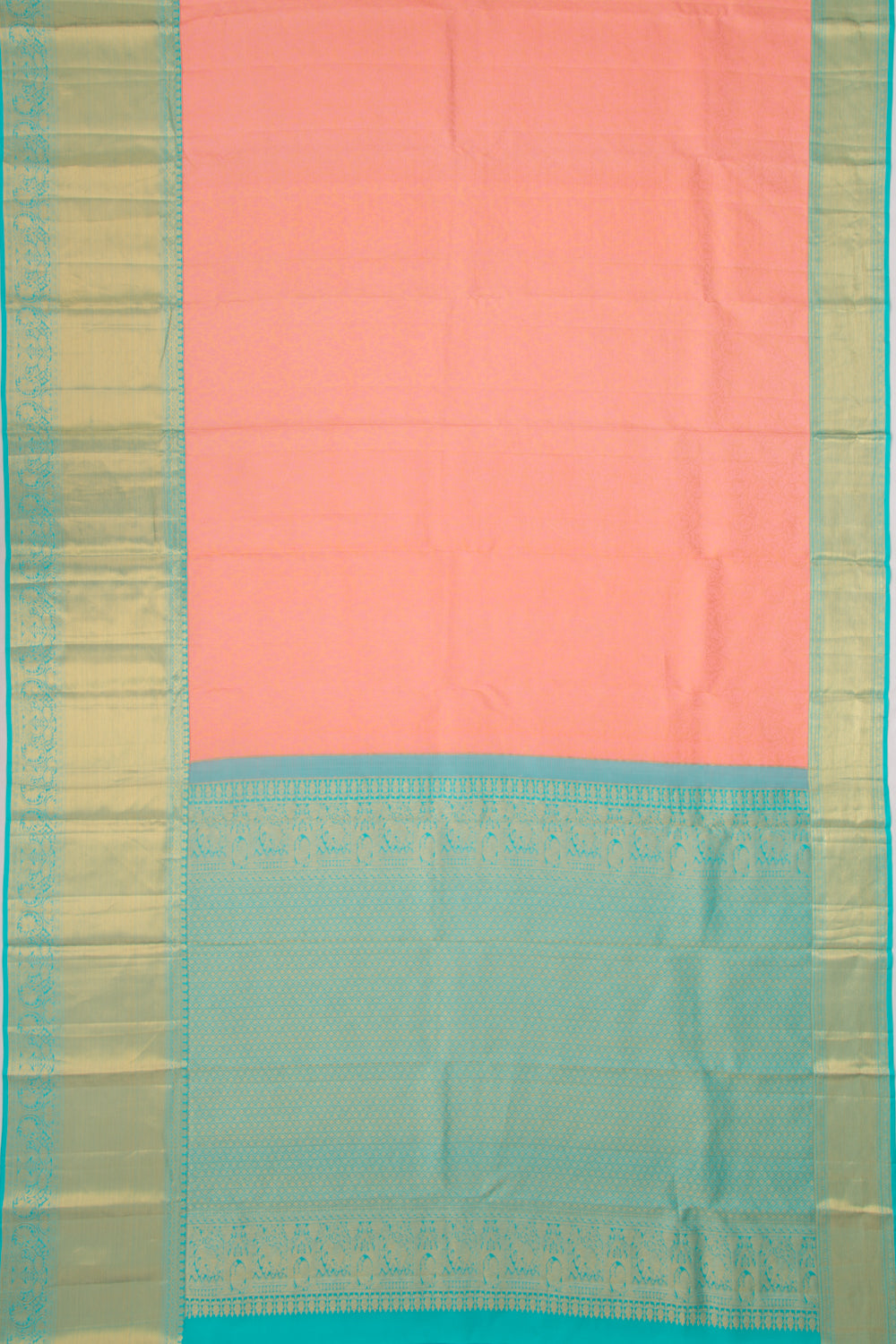 Kanchipuram Silk Brocade Peach Saree