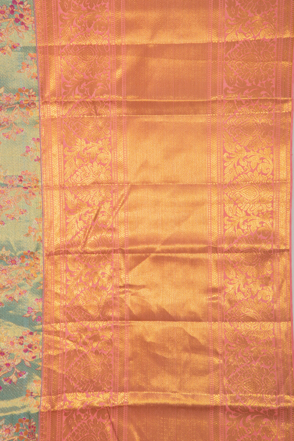 Kanchipuram Silk Tissue Brocade Sky Blue Saree