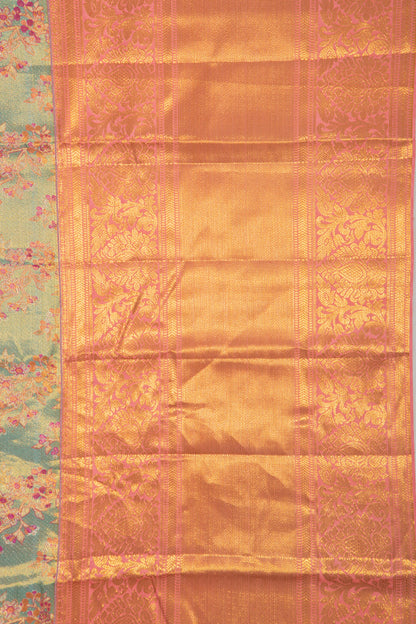 Kanchipuram Silk Tissue Brocade Sky Blue Saree
