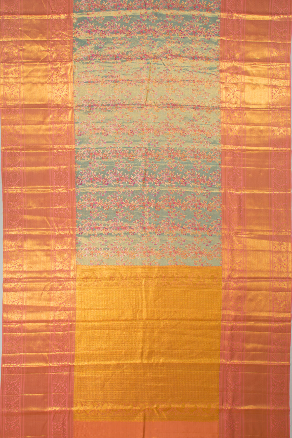 Kanchipuram Silk Tissue Brocade Sky Blue Saree