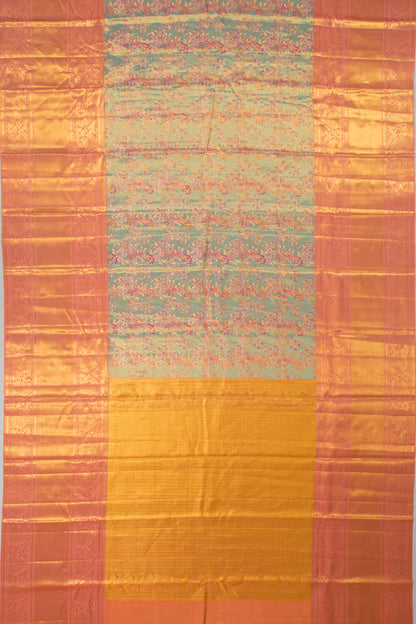 Kanchipuram Silk Tissue Brocade Sky Blue Saree