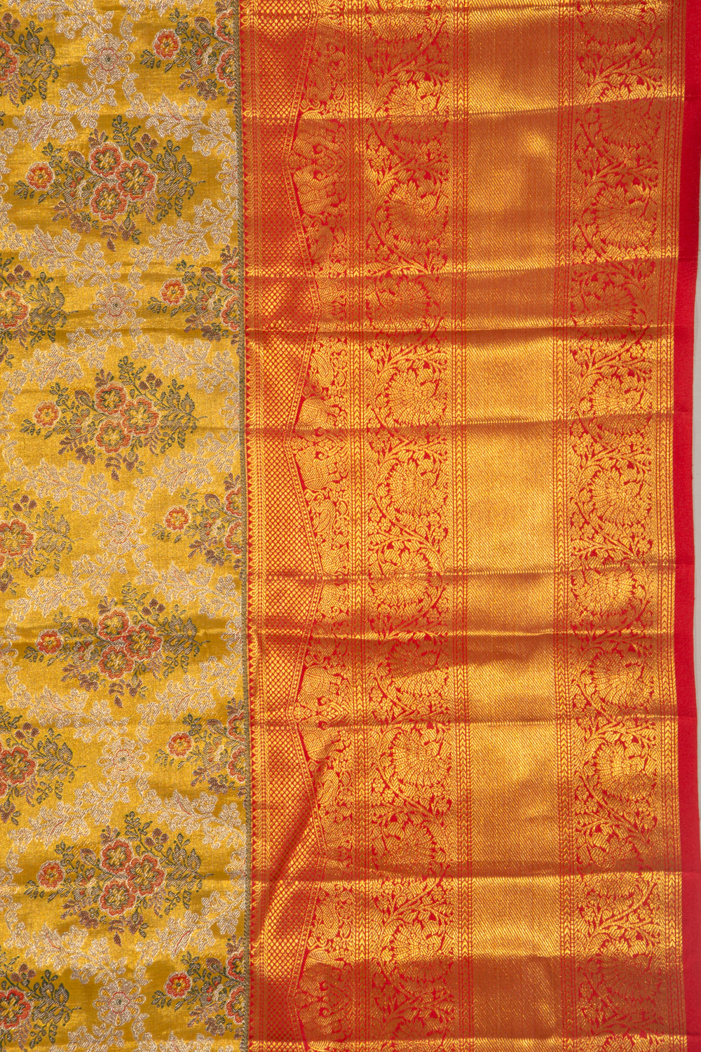 Kanchipuram Silk Tissue Brocade Gold Saree