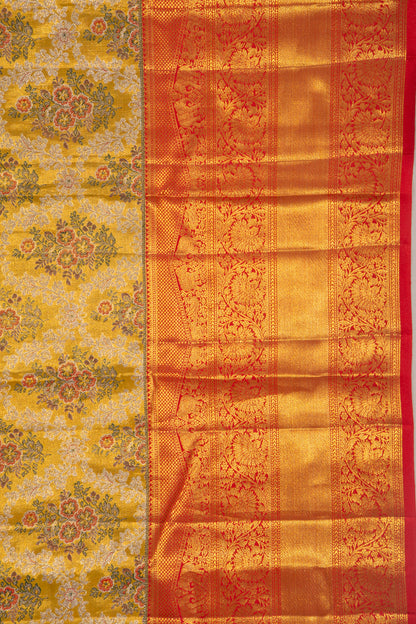 Kanchipuram Silk Tissue Brocade Gold Saree
