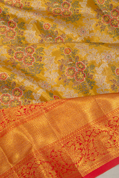 Kanchipuram Silk Tissue Brocade Gold Saree