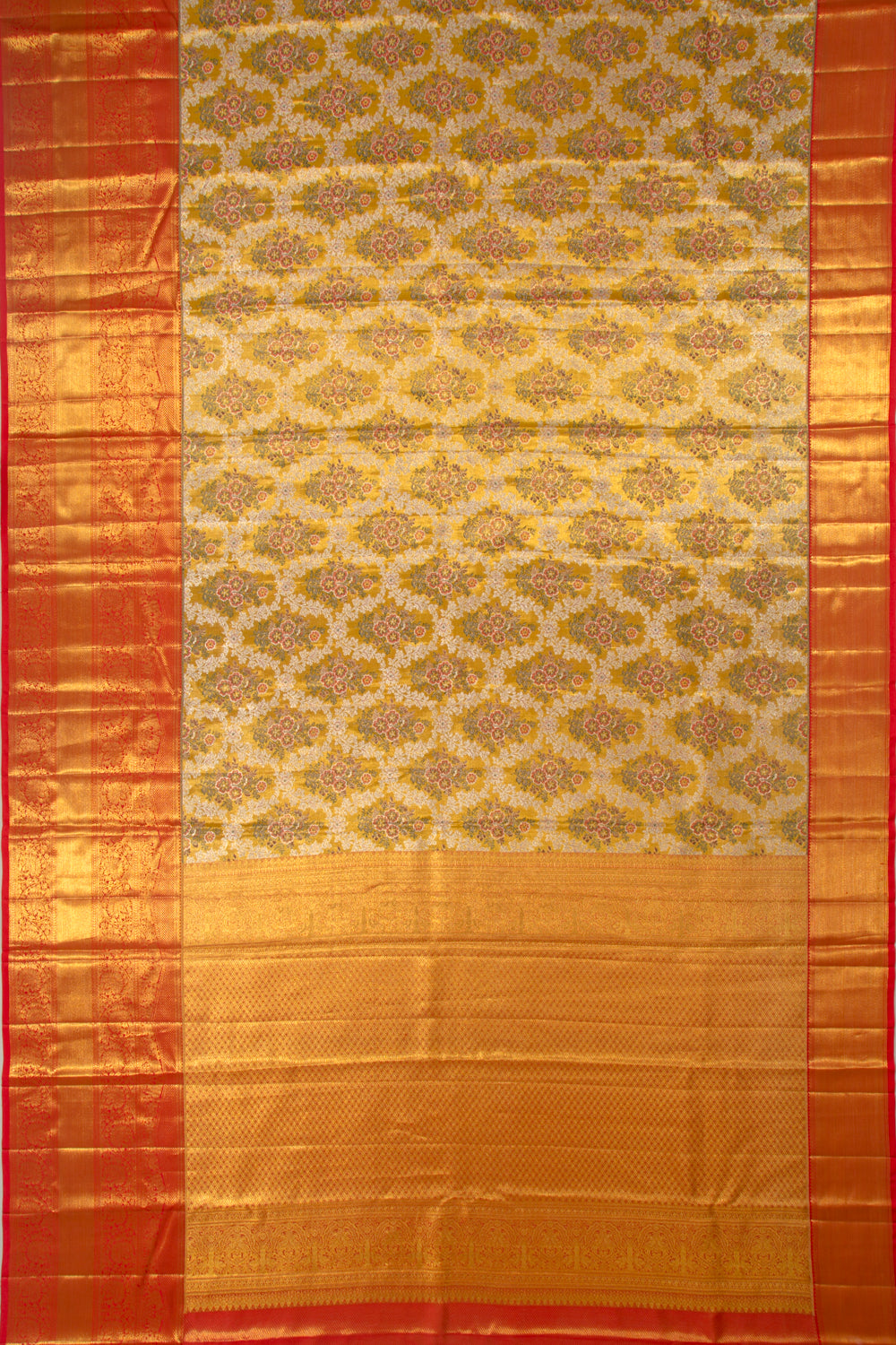 Kanchipuram Silk Tissue Brocade Gold Saree