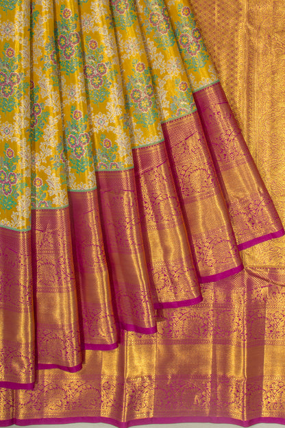 Kanchipuram Silk Tissue Brocade Gold Saree