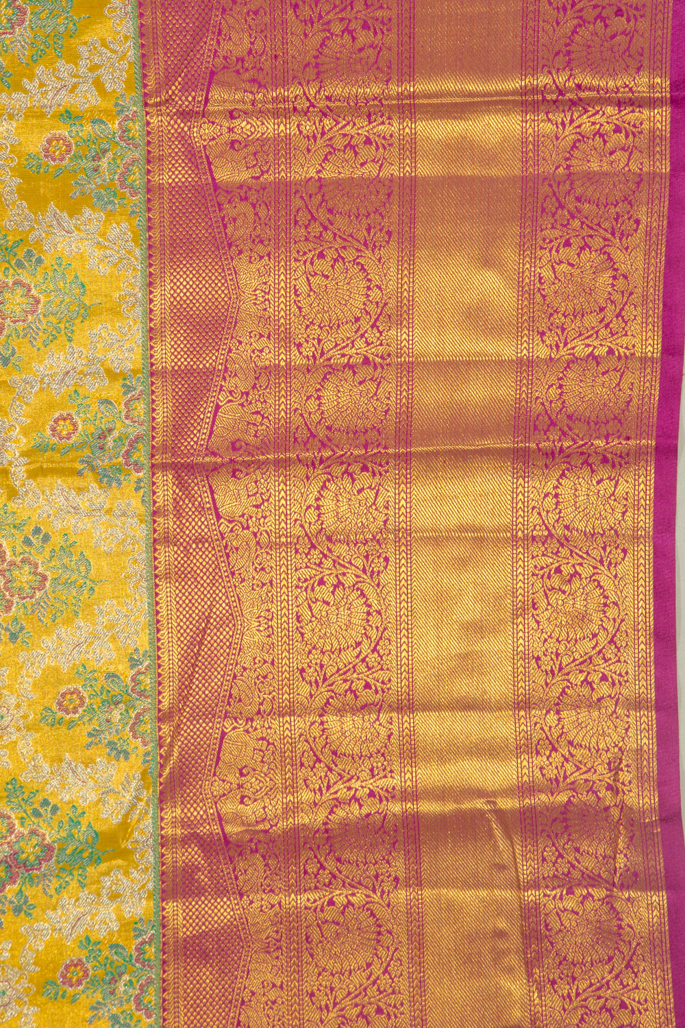 Kanchipuram Silk Tissue Brocade Gold Saree