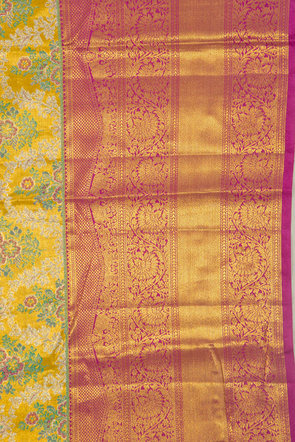 Kanchipuram Silk Tissue Brocade Gold Saree