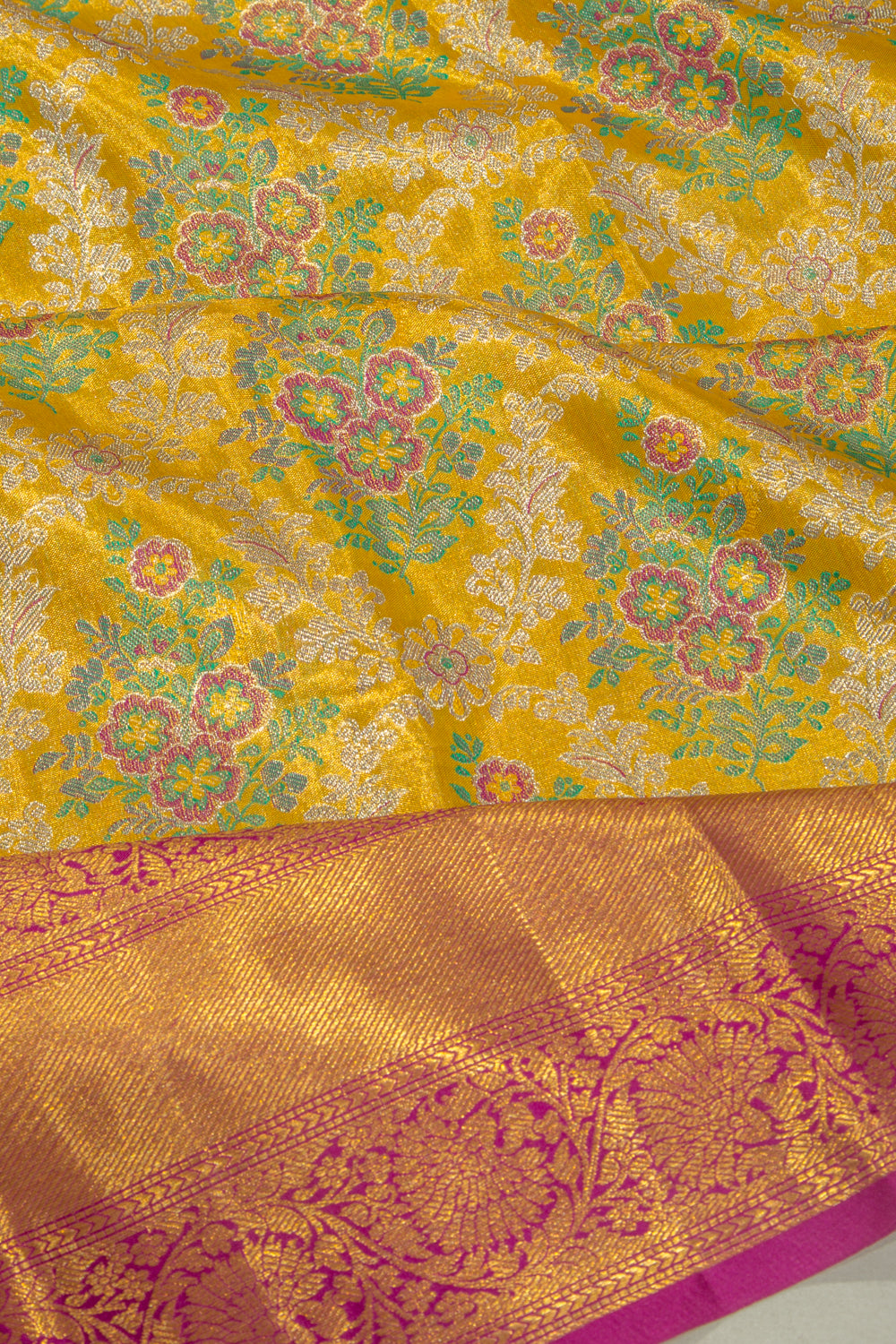 Kanchipuram Silk Tissue Brocade Gold Saree