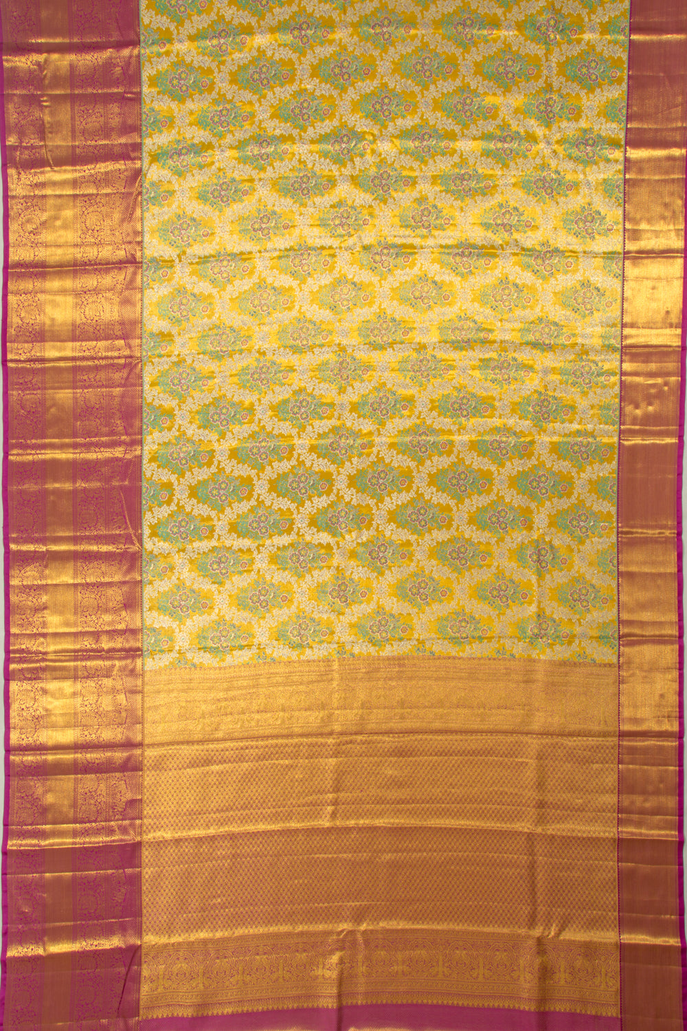 Kanchipuram Silk Tissue Brocade Gold Saree