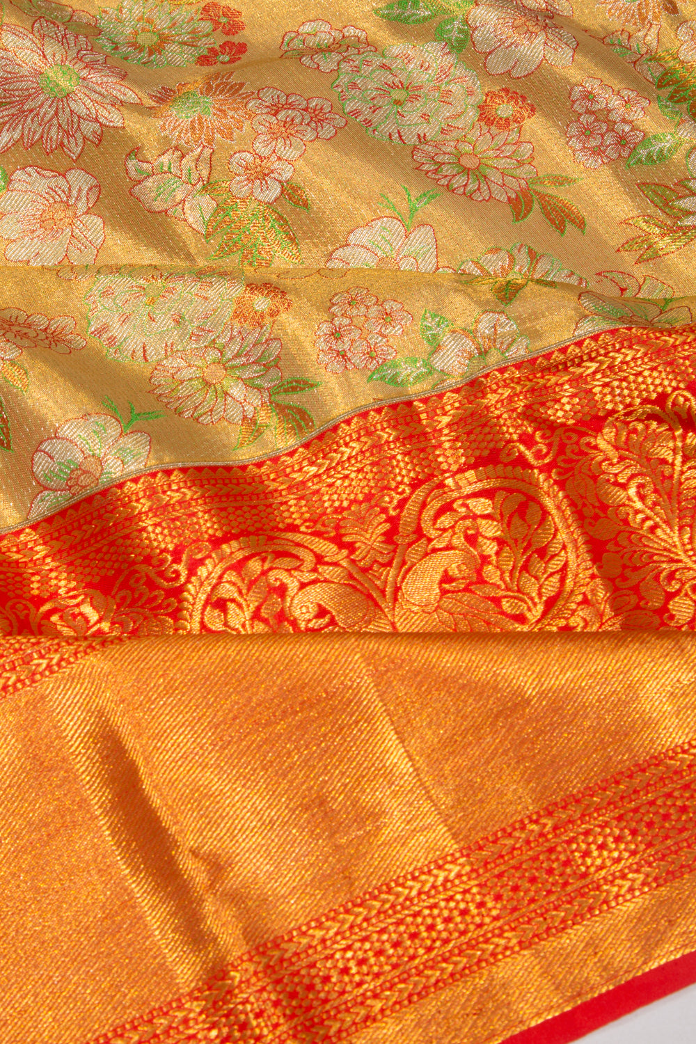 Kanchipuram Silk Brocade Gold Saree