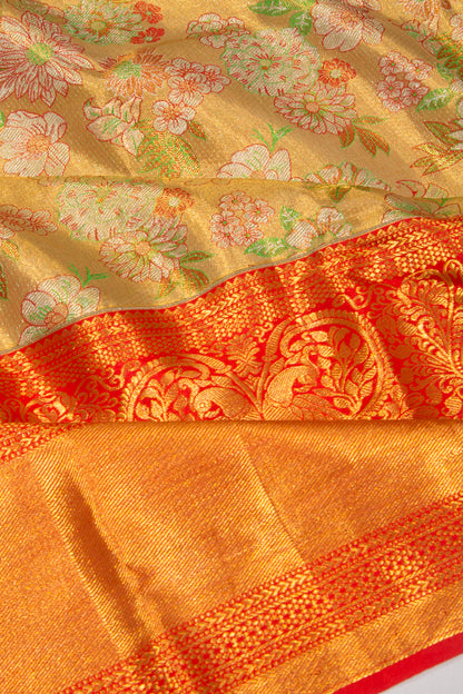Kanchipuram Silk Brocade Gold Saree