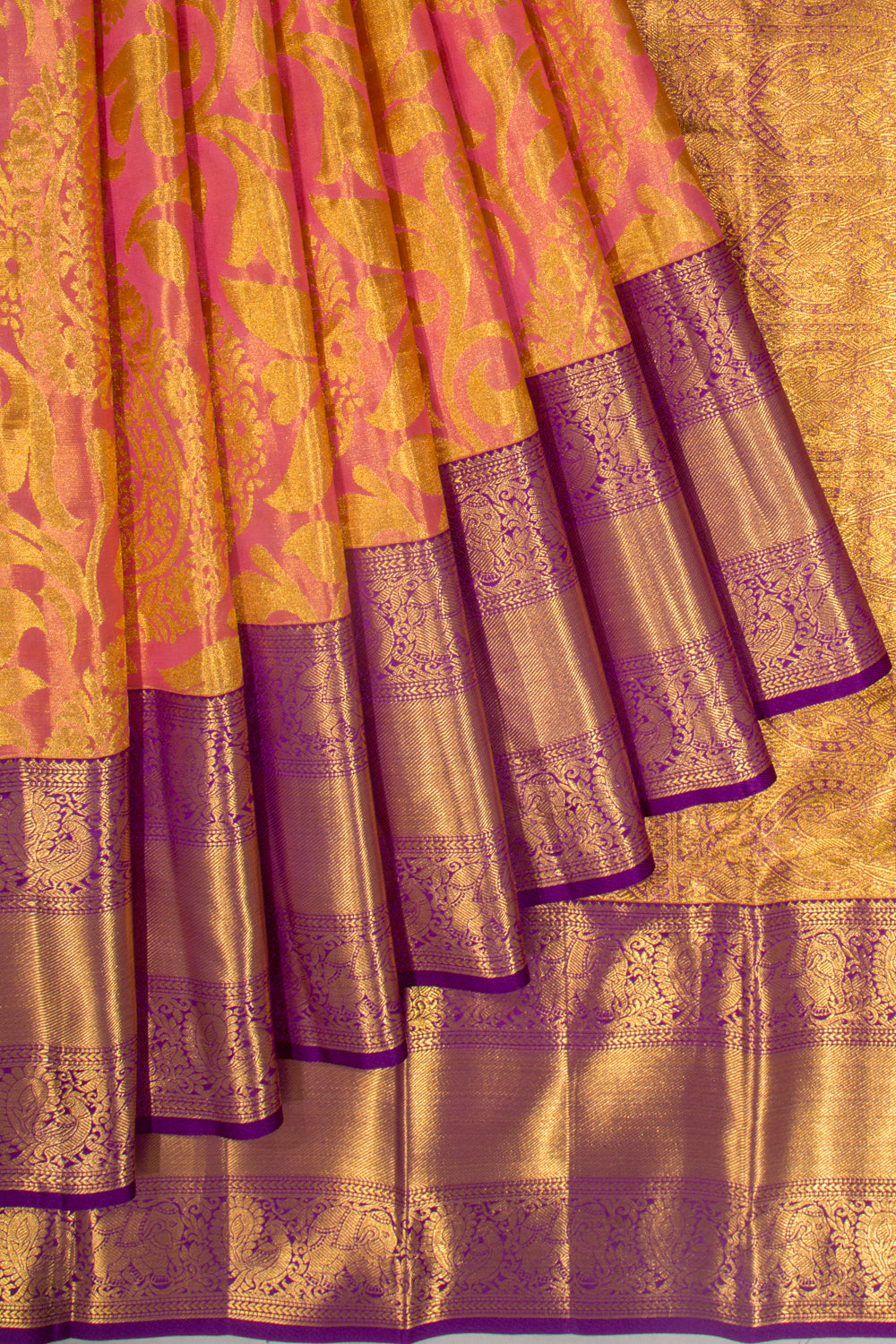 Taranga Kanchi Silk Tissue Jaal Pink Saree