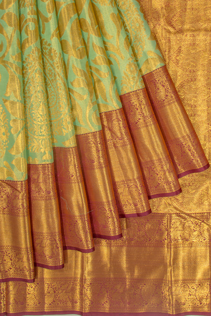 Taranga Kanchi Silk Tissue Jaal Green Saree