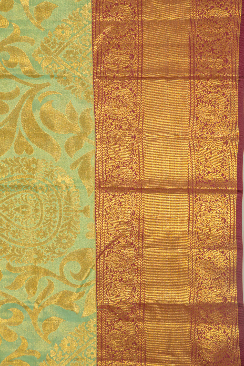 Taranga Kanchi Silk Tissue Jaal Green Saree