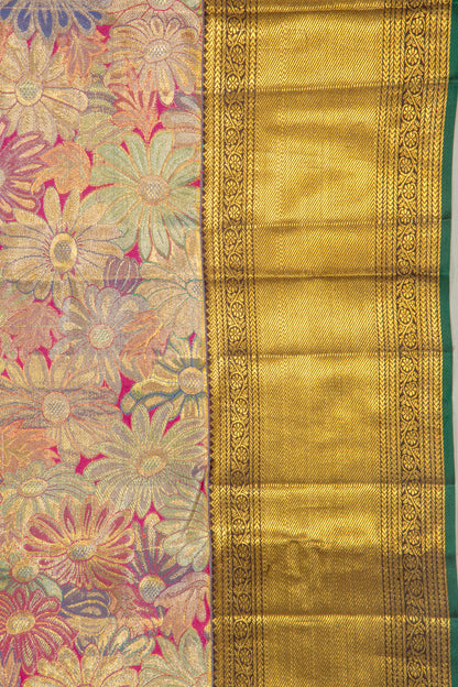 Kanchipuram Silk Tissue Brocade Multicolour Saree