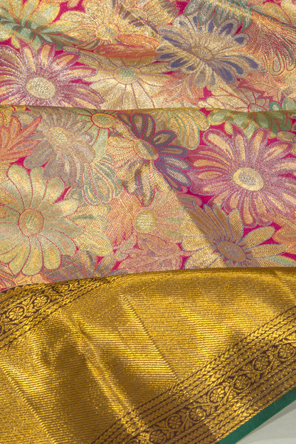 Kanchipuram Silk Tissue Brocade Multicolour Saree