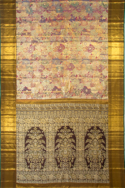 Kanchipuram Silk Tissue Brocade Multicolour Saree