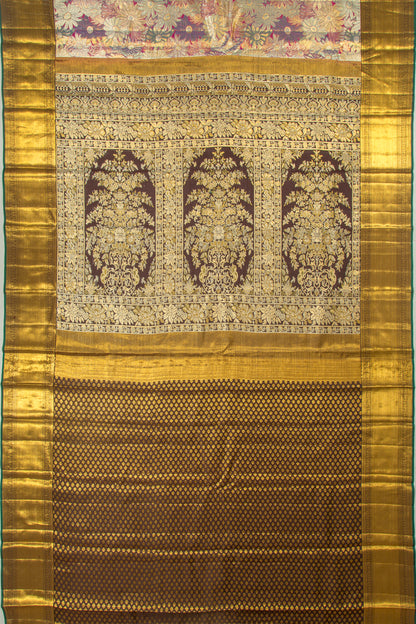 Kanchipuram Silk Tissue Brocade Multicolour Saree