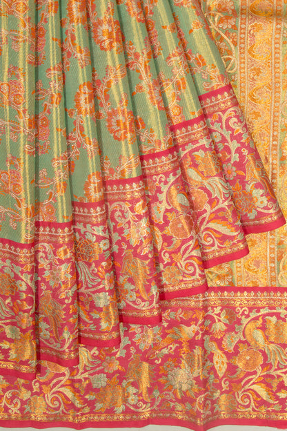Kanchipuram Silk Tissue Brocade Green Saree